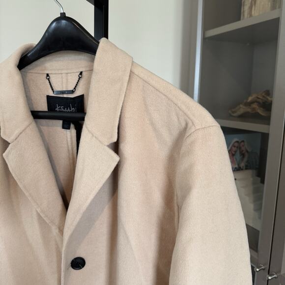 Ksubi Mogul Stone Coat Felted Wool Blend Unlined Collared Tan Long XXL 2XL NEW - Picture 3 of 7